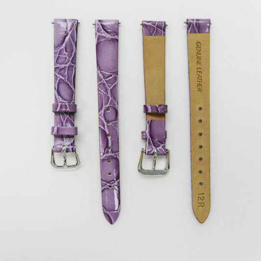 Crocodile Watch Grain Strap For Men and Women 12 MM Band Purple and Red Color, Regular Size, Watch Band Replacement - Universal Jewelers & Watch Tools Inc.