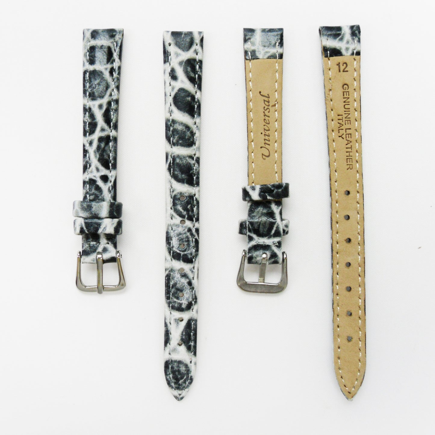 Crocodile Watch Grain Strap For Men and Women 12 MM and 14 MM Band Blue and Grey Color, Regular Size, Watch Band Replacement - Universal Jewelers & Watch Tools Inc.