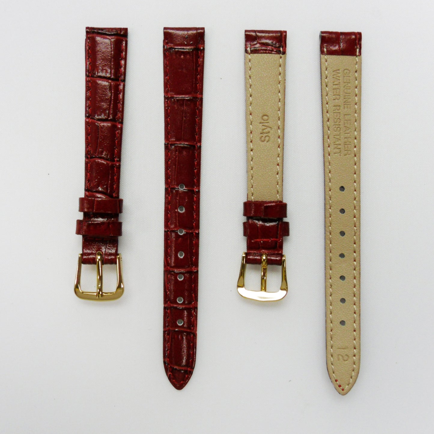 Crocodile Watch Grain Strap For Men and Women 12 MM and 14 MM Band Red Color, Regular Size, Watch Band Replacement - Universal Jewelers & Watch Tools Inc.