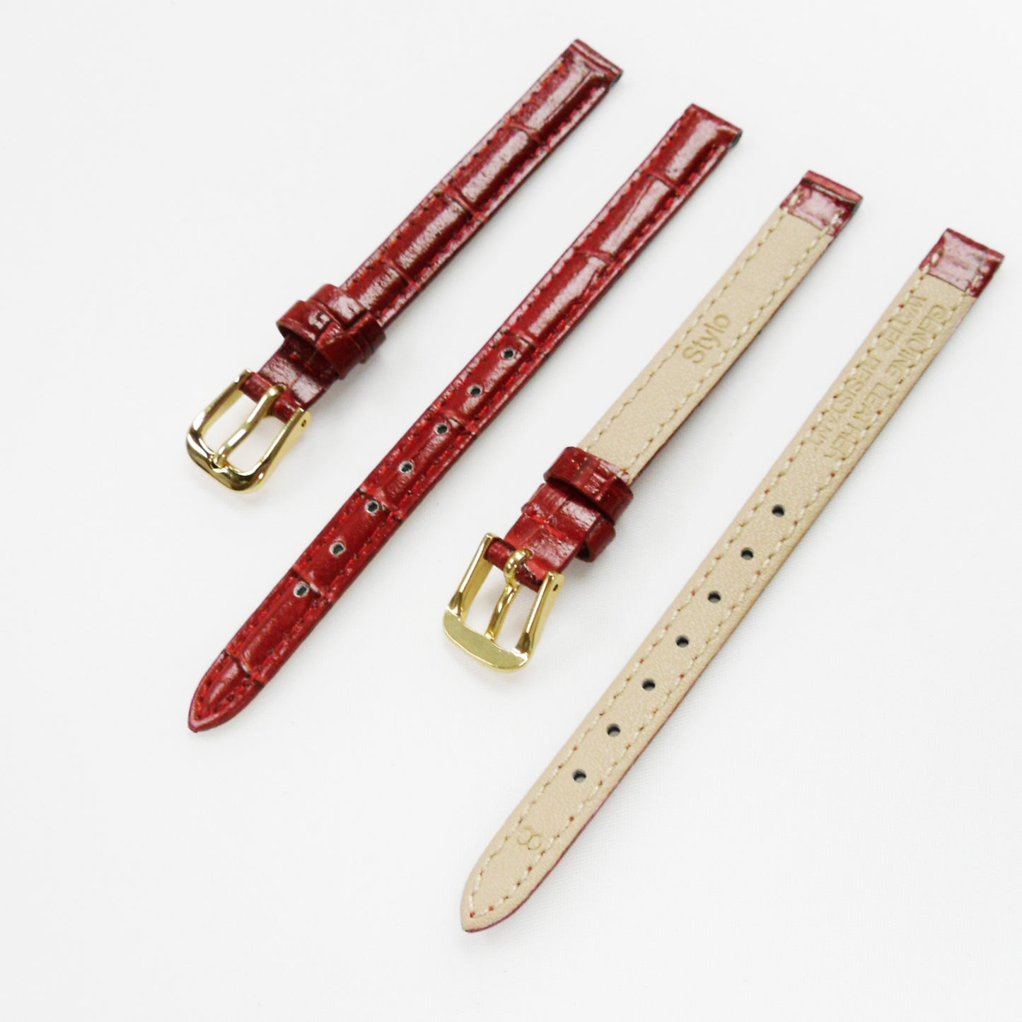 Crocodile Watch Grain Strap For Men and Women 8 MM, 10 MM Band Red Color, Regular Size, Watch Band Replacement - Universal Jewelers & Watch Tools Inc.