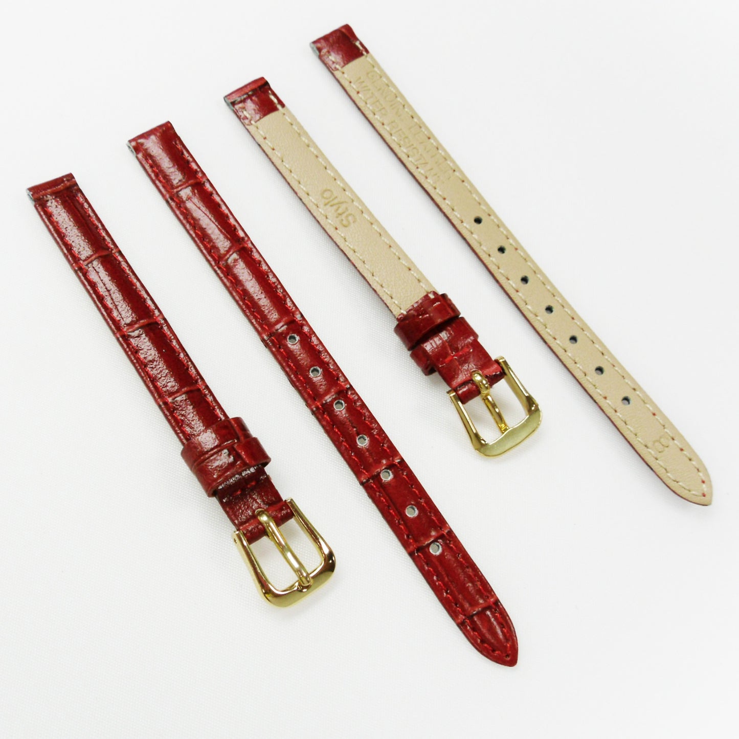 Crocodile Watch Grain Strap For Men and Women 8 MM, 10 MM Band Red Color, Regular Size, Watch Band Replacement - Universal Jewelers & Watch Tools Inc.
