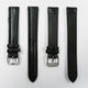 Genuine Leather Watch Band, Black Padded, Plain, Black Stitches, 18MM , XL Size, Stainless Steel Silver Buckle - Universal Jewelers & Watch Tools Inc.