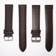 Genuine Leather Watch Band, Dark Brown Padded, Plain, Brown Stitches, 22MM , XL Size, Stainless Steel Silver Buckle - Universal Jewelers & Watch Tools Inc.
