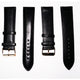 Genuine Leather Watch Band, Black Padded, Plain, Black Stitches, 24MM, Regular Size, Stainless Steel Golden Buckle - Universal Jewelers & Watch Tools Inc.