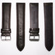 Genuine Leather Watch Band, Dark Brown Padded, Plain, Brown Stitches, 24MM , Regular Size, Stainless Steel Silver Buckle - Universal Jewelers & Watch Tools Inc.