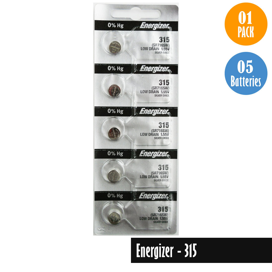 Energizer-315 Watch Battery, 1 Pack 5 batteries, Replaces SR716SW - Universal Jewelers & Watch Tools Inc.