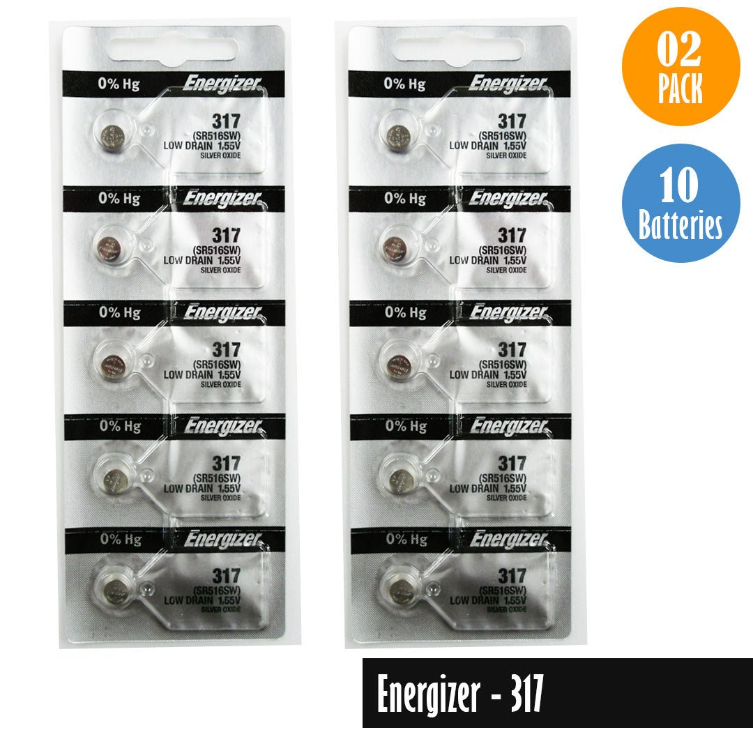 Energizer 317 Watch Battery Replacement, 1 Pack of 5 batteries, SR516SW - Universal Jewelers & Watch Tools Inc.