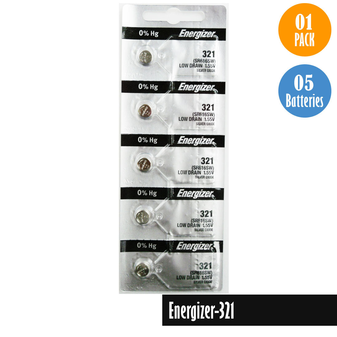 Energizer-321 Watch Battery, 1 Pack 5 batteries, Replaces SR616SW - Universal Jewelers & Watch Tools Inc.