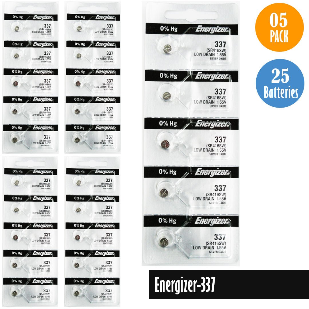 Energizer 337 Watch Battery Replacement, 1 Pack of 5 batteries, SR416SW - Universal Jewelers & Watch Tools Inc.