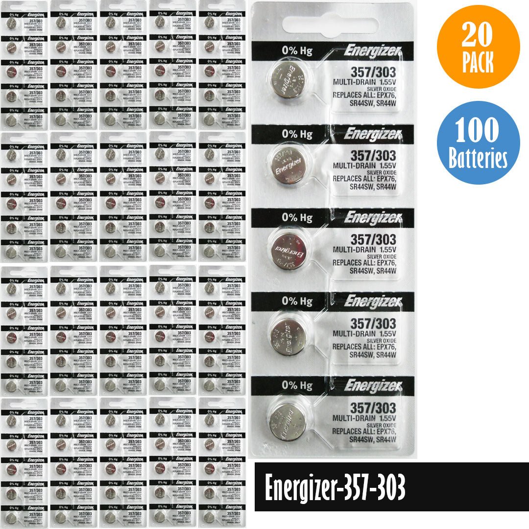 Energizer 357, 303 Watch Battery Replacement, 1 Pack of 5 batteries, SR44SW, SR44W, EPX76 - Universal Jewelers & Watch Tools Inc.