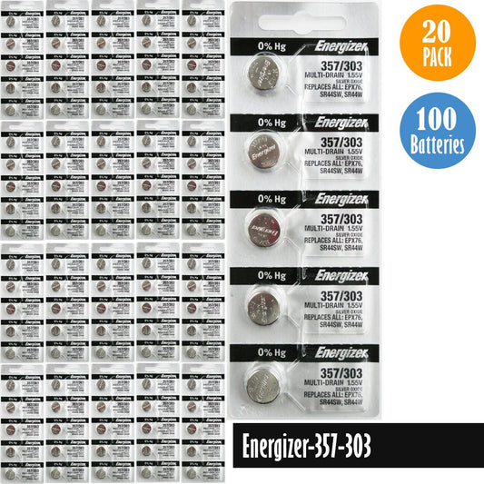 Energizer 357, 303 Watch Battery Replacement, 1 Pack of 5 batteries, SR44SW, SR44W, EPX76 - Universal Jewelers & Watch Tools Inc.