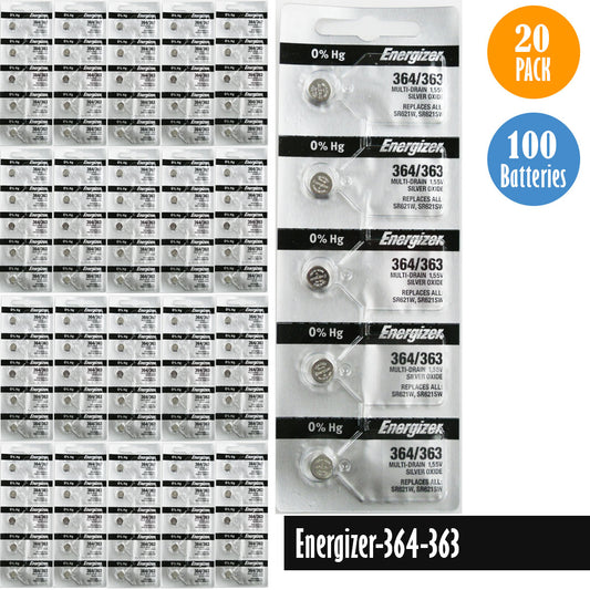 Energizer 364, 363 Watch Battery Replacement, 1 Pack of 5 batteries, SR621W, SR621SW - Universal Jewelers & Watch Tools Inc.