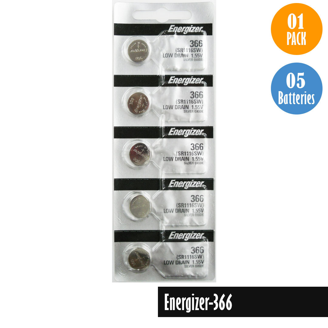 Energizer-366 Watch Battery, 1 Pack 5 batteries, Replaces all SR1116SW - Universal Jewelers & Watch Tools Inc.