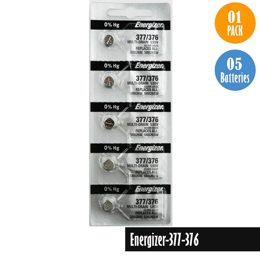 Energizer-377-376 Watch Battery, 1 Pack 5 batteries, Replaces all SR626W, SR626SW - Universal Jewelers & Watch Tools Inc.