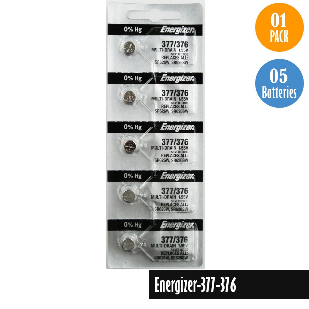 Energizer 377, 376 Watch Battery Replacement, 1 Pack of 5 batteries, SR626W, SR626SW - Universal Jewelers & Watch Tools Inc.