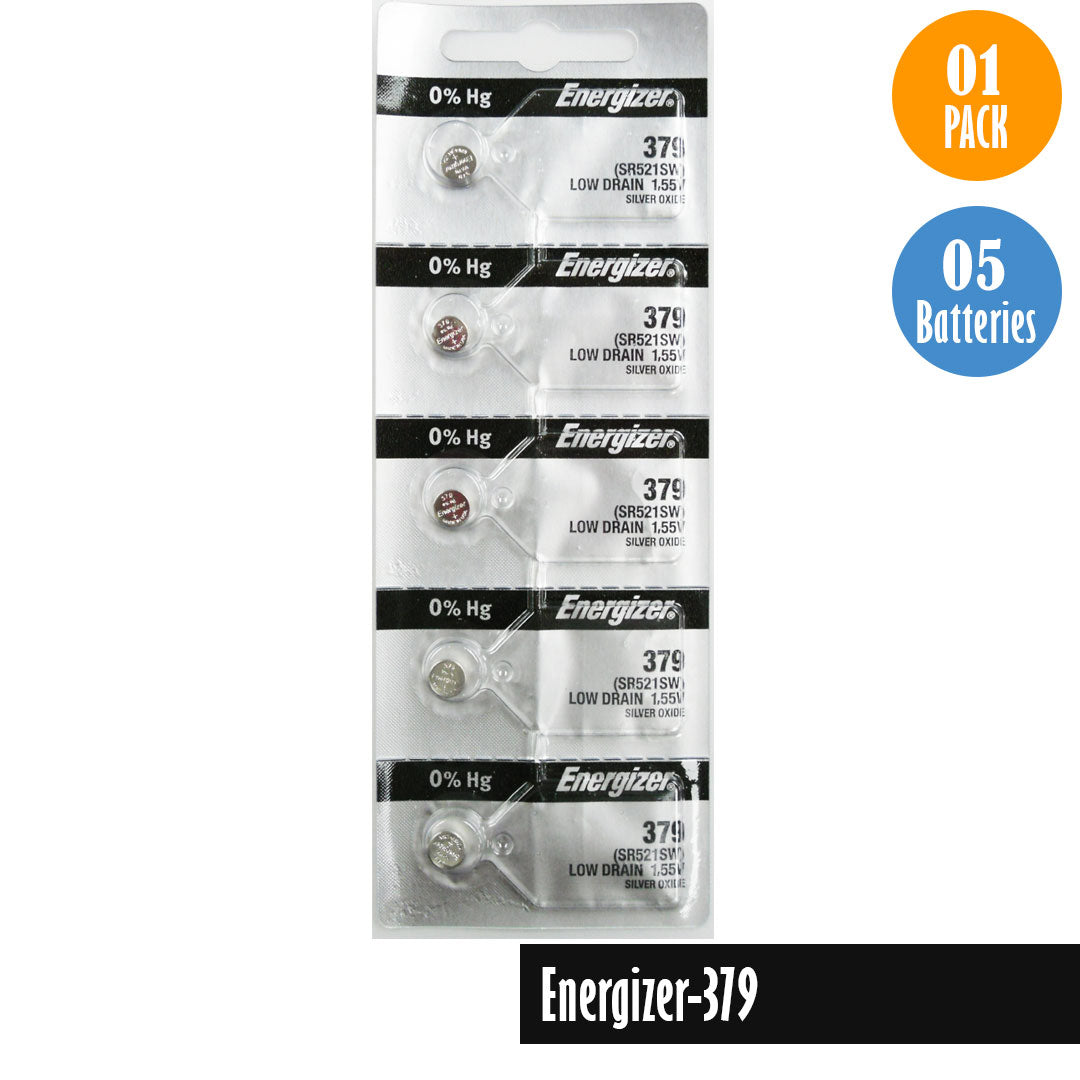 Energizer-379 Watch Battery, 1 Pack 5 batteries, Replaces all SR521SW - Universal Jewelers & Watch Tools Inc.