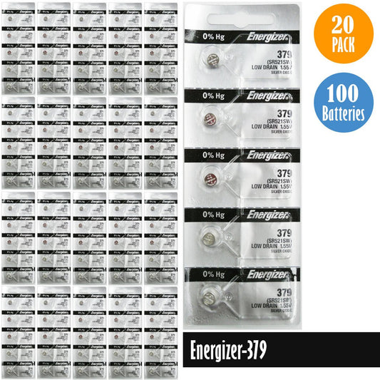 Energizer 379 Watch Battery Replacement, 1 Pack of 5 batteries, SR521SW - Universal Jewelers & Watch Tools Inc.