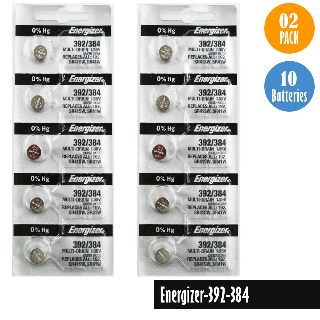 Energizer-392-384 Watch Battery, 1 Pack 5 batteries, Replaces all 192, SR41SW, SR41W