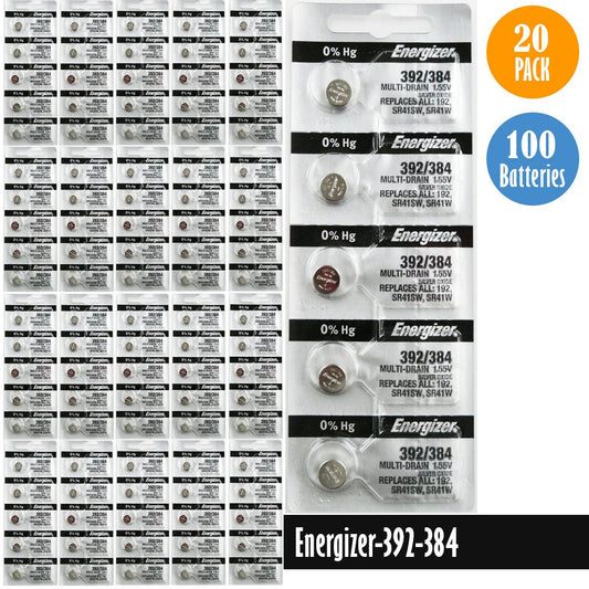 Energizer 392, 384 Watch Battery Replacement, 1 Pack of 5 batteries, 192, SR41SW, SR41W - Universal Jewelers & Watch Tools Inc.