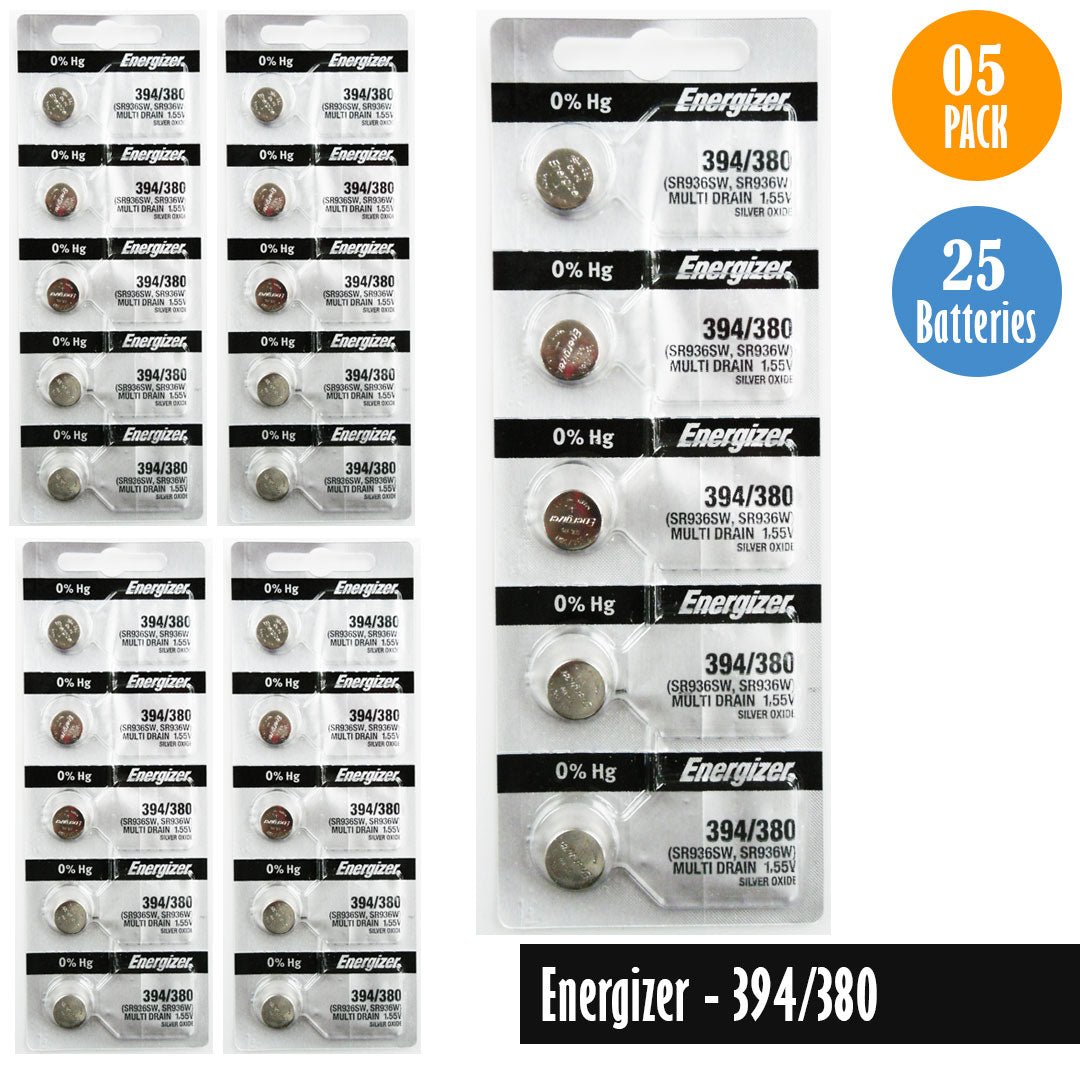 Energizer 394, 380 Watch Battery Replacement, 1 Pack of 5 batteries, SR936SW, SR936W - Universal Jewelers & Watch Tools Inc.