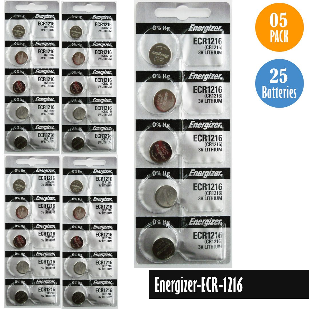 Energizer ECR1216 Watch Battery Replacement, 1 Pack of 5 batteries, CR1216 - Universal Jewelers & Watch Tools Inc.