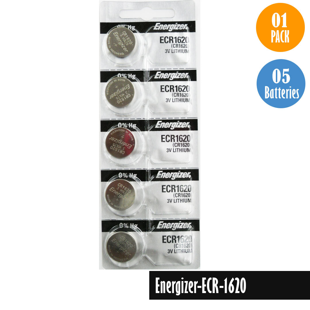 Energizer-ECR-1620 Watch Battery, 1 Pack 5 batteries, Replaces all CR1620 - Universal Jewelers & Watch Tools Inc.