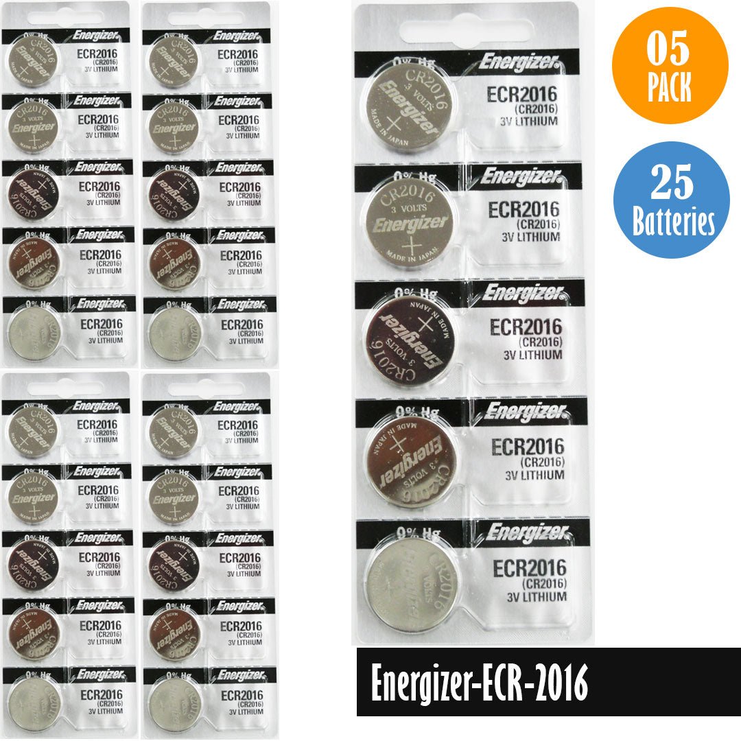 Energizer ECR2016 Watch Battery Replacement, 1 Pack of 5 batteries, CR2016 - Universal Jewelers & Watch Tools Inc.