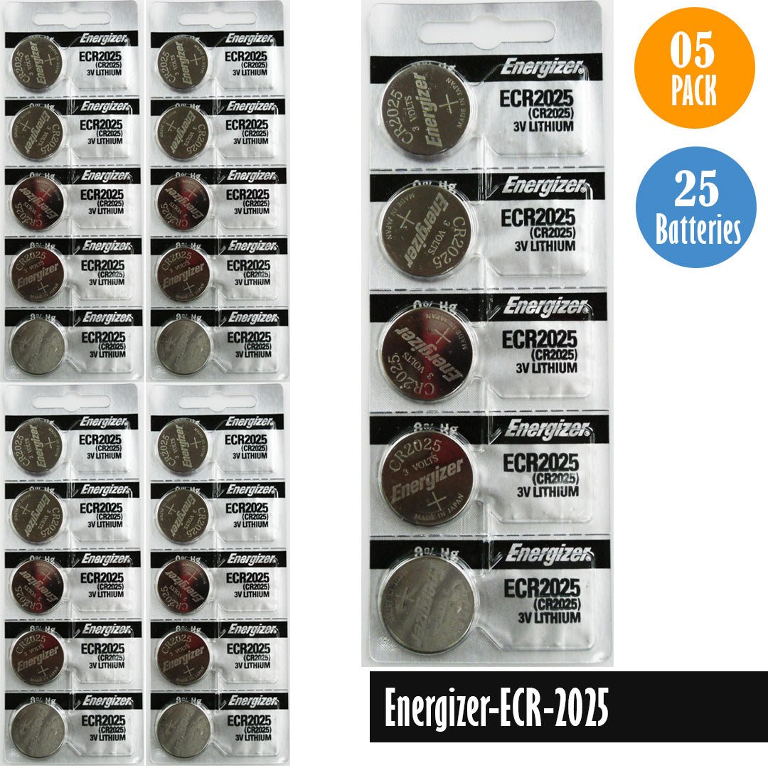 Energizer ECR2025 Watch Battery Replacement, 1 Pack of 5 batteries, CR2025 - Universal Jewelers & Watch Tools Inc.
