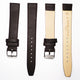 Genuine Leather Watch Band, Plain Dark Brown, Non Stitches, 16MM and 20MM, Regular Size, Stainless Steel Silver Buckle - Universal Jewelers & Watch Tools Inc.