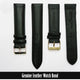 Genuine Leather Watch Band, Black Padded, Stitched, Black Thread, 22MM, Regular Length, Golden Buckle - Universal Jewelers & Watch Tools Inc.