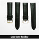 Genuine Leather Watch Band, Black Padded, Stitched, White Thread, 22MM, Regular Length, Golden Buckle - Universal Jewelers & Watch Tools Inc.