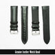 Genuine Leather Watch Band, Black Padded, Stitched, White Thread, 22MM, Regular Length, Silver Buckle - Universal Jewelers & Watch Tools Inc.