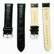 Genuine Leather Watch Band, Black Alligator Straps, Padded, Black and Orange Stitches, 20MM and 24MM, XL Size, Stainless Steel Silver and Gold Buckle - Universal Jewelers & Watch Tools Inc.