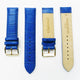 Genuine Leather Watch Band, Blue Alligator Straps, Padded, Blue Stitches, 20MM and 18MM, Regular Size, Stainless Steel Silver and Gold Buckle - Universal Jewelers & Watch Tools Inc.