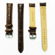 Genuine Leather Watch Band, Brown Alligator Straps, Padded, White and Brown Stitches, 18MM, XL Size, Stainless Steel Silver and Gold Buckle - Universal Jewelers & Watch Tools Inc.