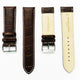 Genuine Leather Watch Band, Dark Brown Alligator Straps, Padded, Brown and White Stitches, 24MM, Regular Size, Stainless Steel Silver and Gold Buckle - Universal Jewelers & Watch Tools Inc.