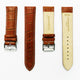 Genuine Leather Watch Band, Light Brown Alligator Straps, Padded, Brown and White Stitches, 22MM, Regular Size, Stainless Steel Silver and Gold Buckle - Universal Jewelers & Watch Tools Inc.