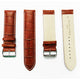 Genuine Leather Watch Band, Light Brown Alligator Straps, Padded, Brown and White Stitches, 24MM, Regular Size, Stainless Steel Silver Buckle - Universal Jewelers & Watch Tools Inc.