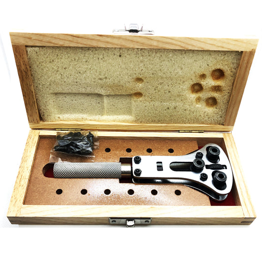 Jaxa Style Watch Case Opener With Pins In Wooden Box - Universal Jewelers & Watch Tools Inc.