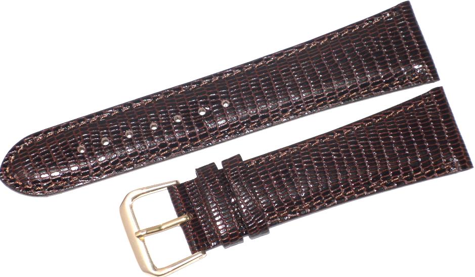 Genuine Leather Watch Band 16-24mm Padded Lizard Grain Stitched in Black and Brown - Universal Jewelers & Watch Tools Inc.