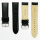 Lizard Watch Band, 24MM Wide, Padded, Regular Size, Black Color, Black Stitched, Silver Buckle, Genuine Leather Watch Strap Replacement - Universal Jewelers & Watch Tools Inc.