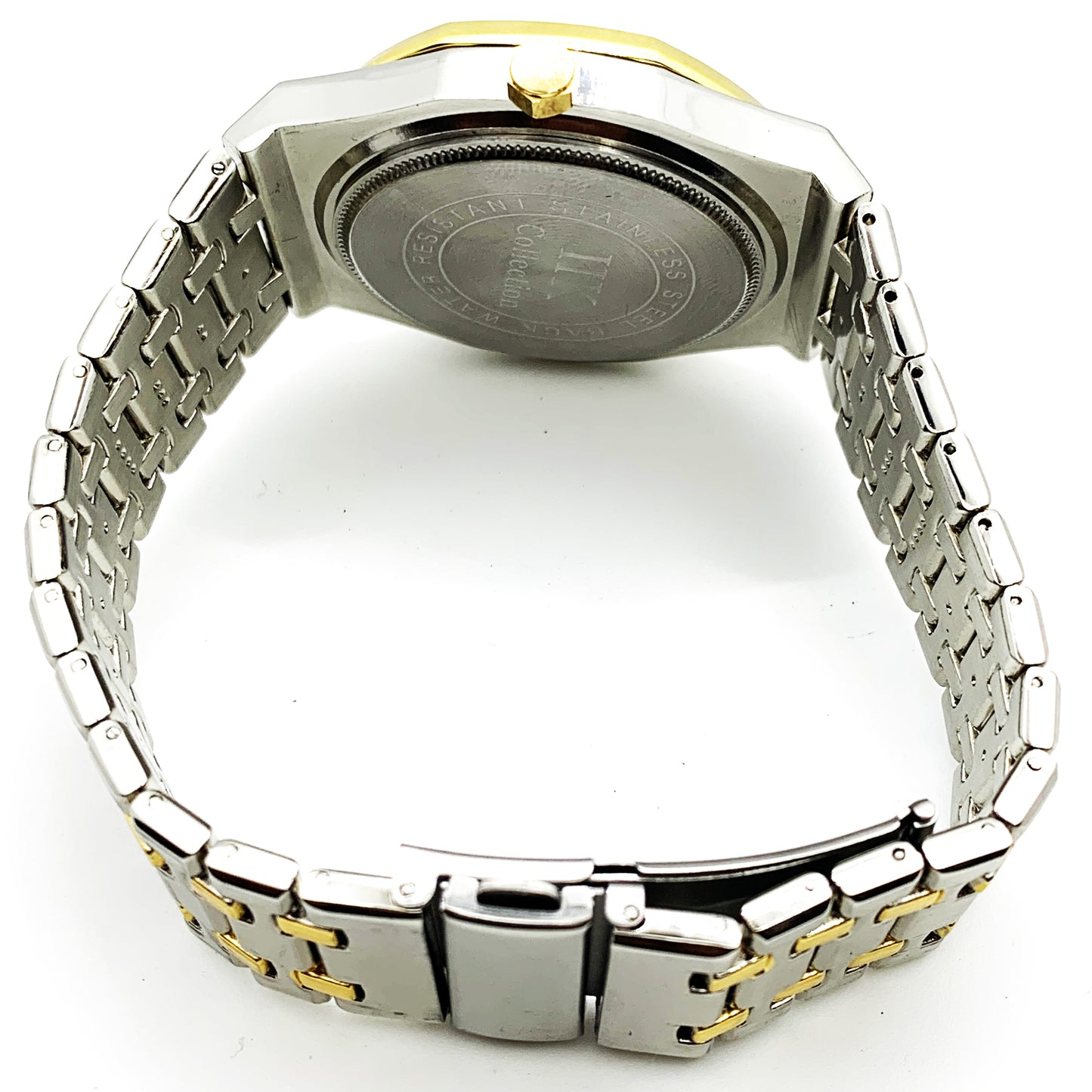 Men's Fashion Watch Yellow Golden Case White Dial with Date Luxury Quartz