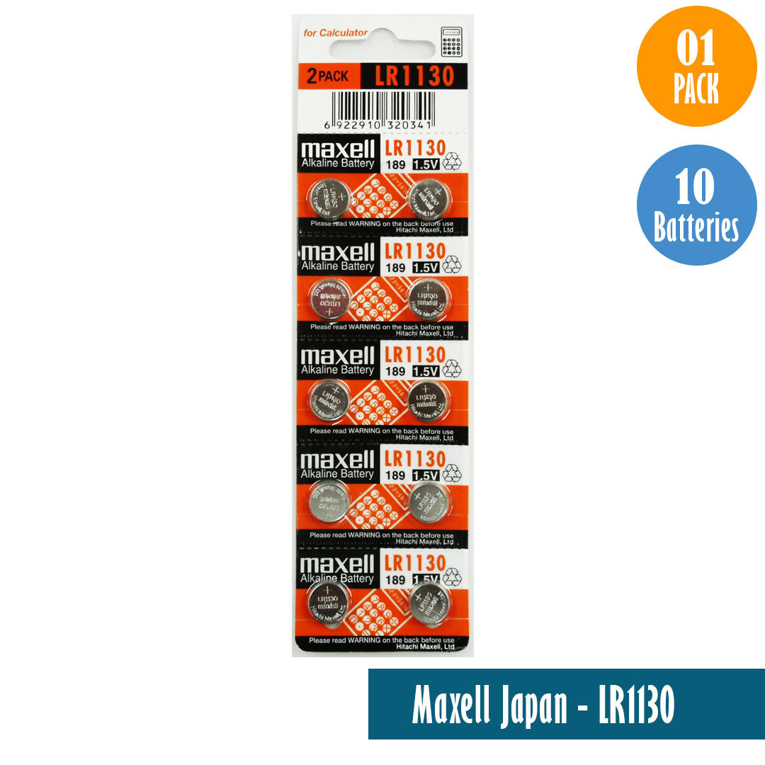 Maxell Japan - LR1130 (189) Watch Batteries Single Pack of 10 Batteries - Universal Jewelers & Watch Tools Inc.