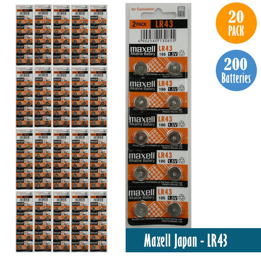 Maxell Japan - LR43 (186) Watch Batteries Single Pack of 10 Batteries - Universal Jewelers & Watch Tools Inc.