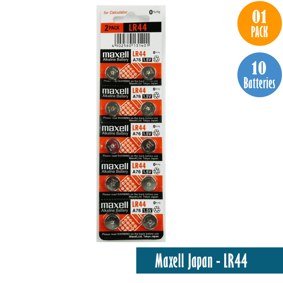 Maxell Japan - LR44 (A76) Watch Batteries Single Pack of 10 Batteries - Universal Jewelers & Watch Tools Inc.