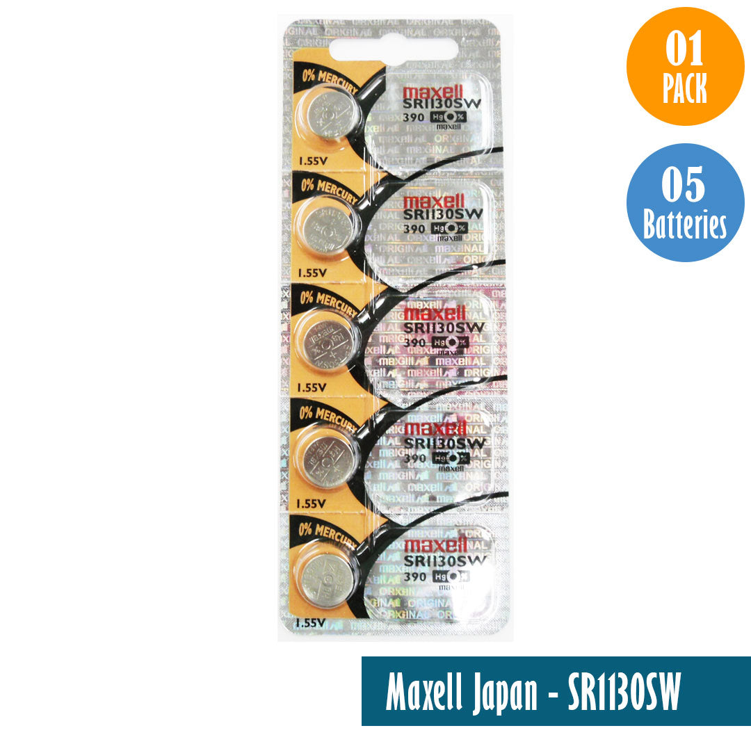 Maxell Japan - SR1130SW (390) Watch Batteries Single Pack, 5 Batteries - Universal Jewelers & Watch Tools Inc.