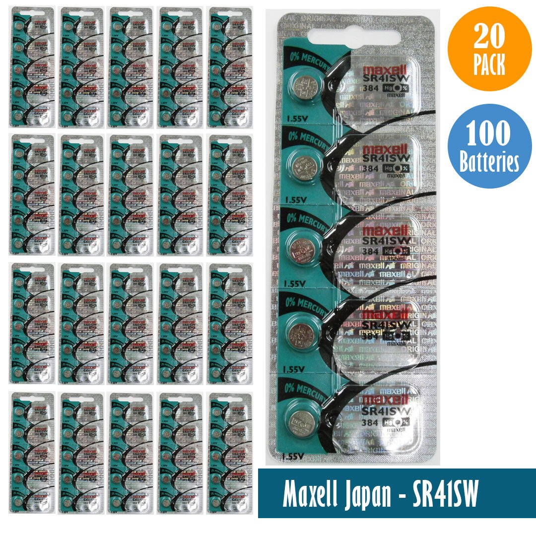 Maxell Japan - SR41SW (384) Watch Batteries Single Pack of 5 Batteries - Universal Jewelers & Watch Tools Inc.