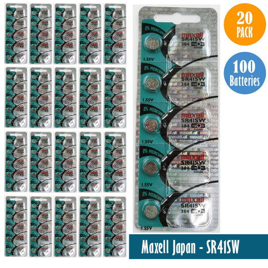 Maxell Japan - SR41SW (384) Watch Batteries Single Pack of 5 Batteries - Universal Jewelers & Watch Tools Inc.