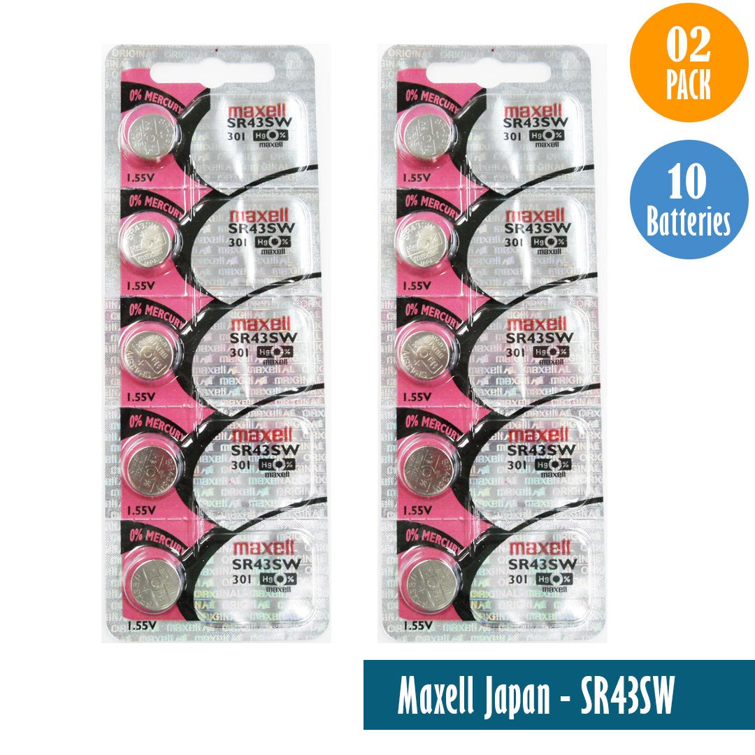 Maxell - Japan - SR43SW (301) Watch Batteries Single Pack of 5 Batteries - Universal Jewelers & Watch Tools Inc.