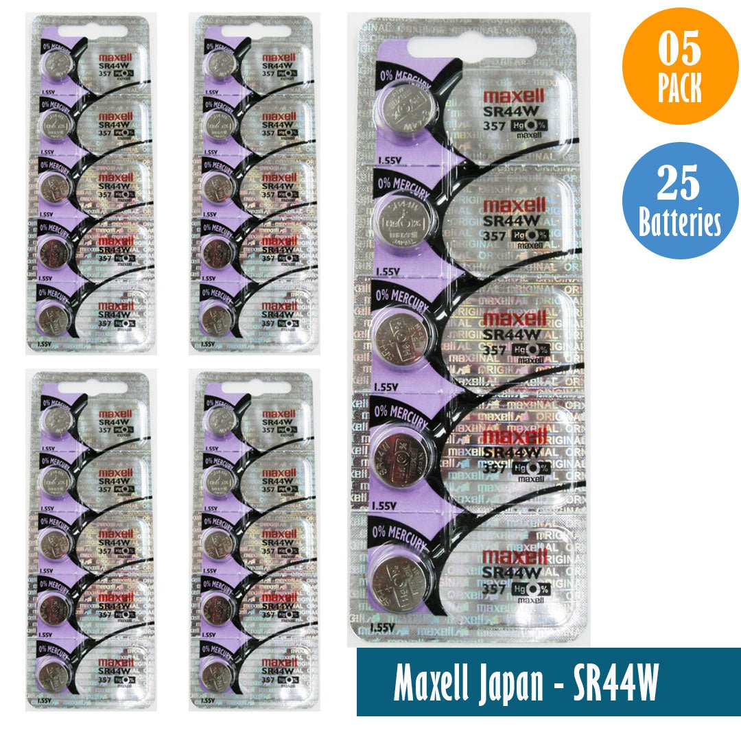 Maxell Japan - SR44W (357) Watch Batteries Single Pack of 5 Batteries - Universal Jewelers & Watch Tools Inc.